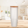 Load image into Gallery viewer, Glass 40 oz. Tumbler with Bamboo Lid, Handle & Straw - Frosted