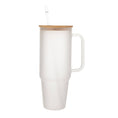 Load image into Gallery viewer, Glass 40 oz. Tumbler with Bamboo Lid, Handle & Straw - Frosted